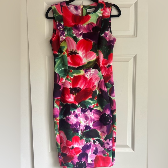 Calvin Klein watercolor flower dress-6 - Picture 1 of 7